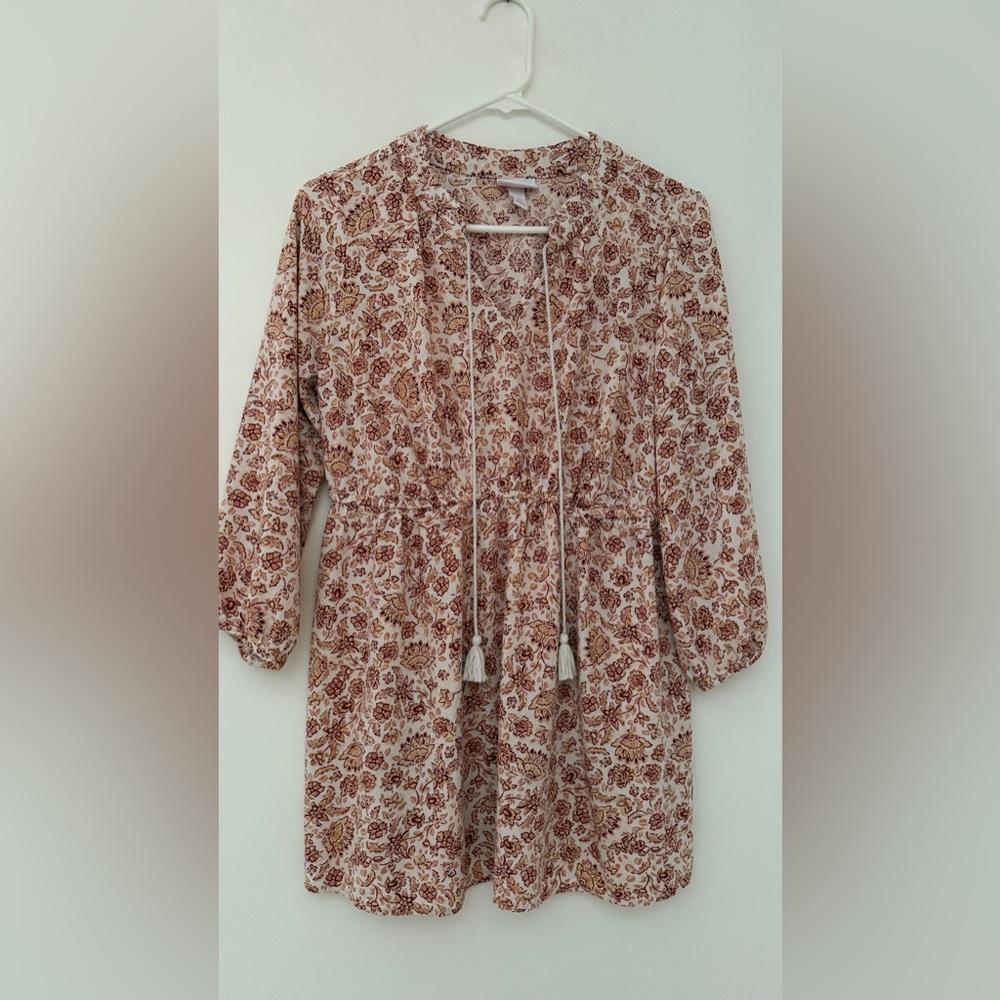Cream and pink floral print blouse